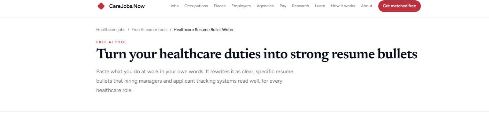 Healthcare Resume Bullet Writer